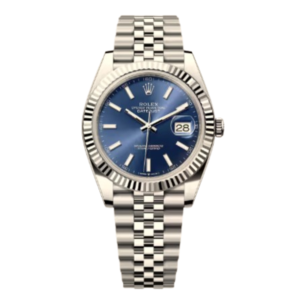 Luxos Montre Élégante Style Rolex Datejust Bleue