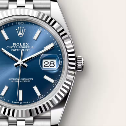 Luxos Montre Élégante Style Rolex Datejust Bleue
