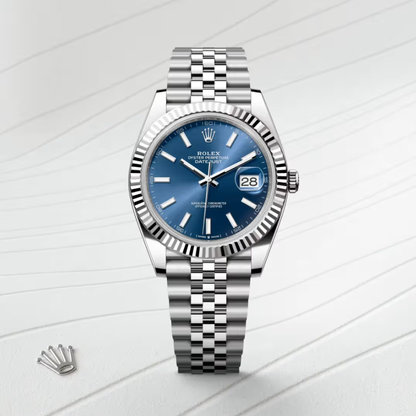 Luxos Montre Élégante Style Rolex Datejust Bleue